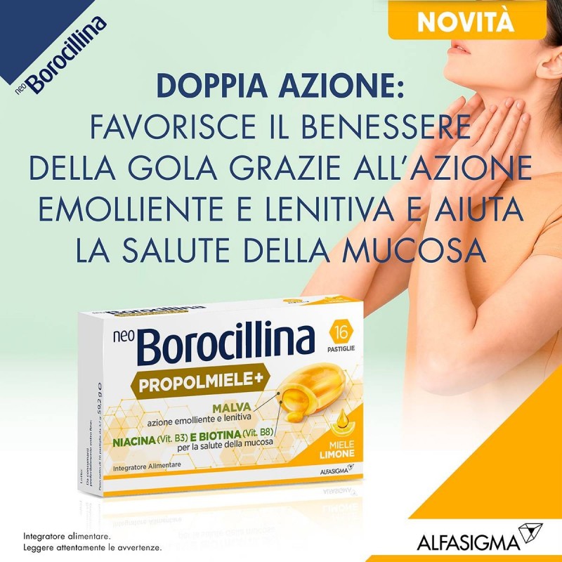 Alfasigma Neoborocillina Propolmiele+ Miele/limone 16 Pastiglie