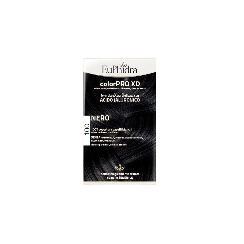 Zeta Farmaceutici Euphidra Colorpro Xd 100 Nero Gel Colorante Capelli In Flacone + Attivante + Balsamo + Guanti