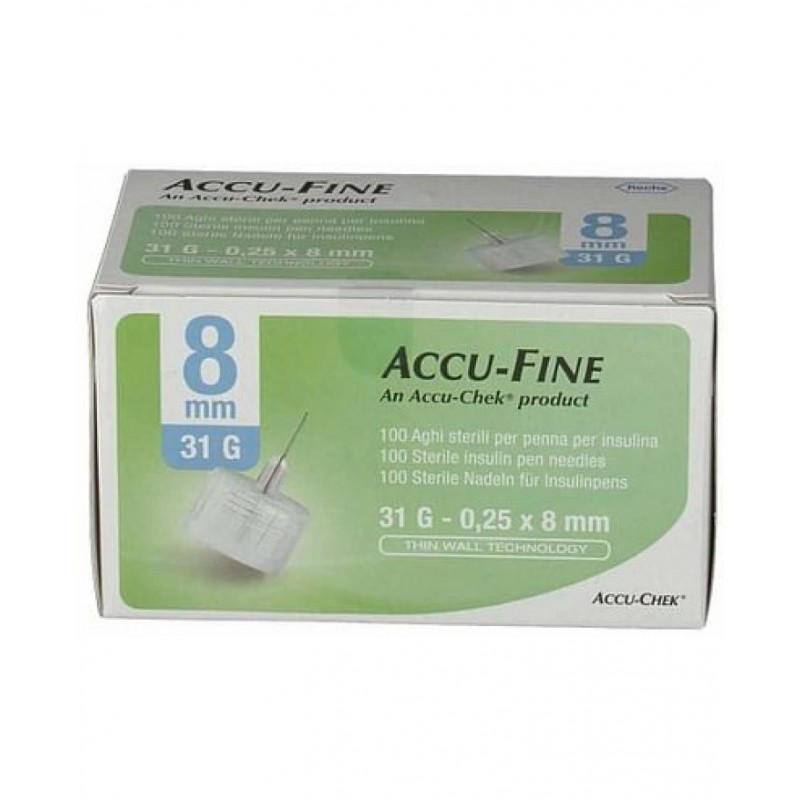 Roche Diabetes Care Italy Ago Per Penna Da Insulina Accu-fine Pen Needle Accu-chek Gauge 31 X 8mm 100 Pezzi