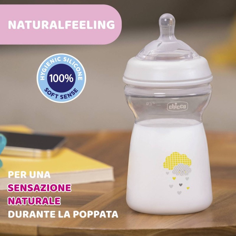 Chicco Biberon Natural Feeling 330ml 6m+ 3 fori Plastica