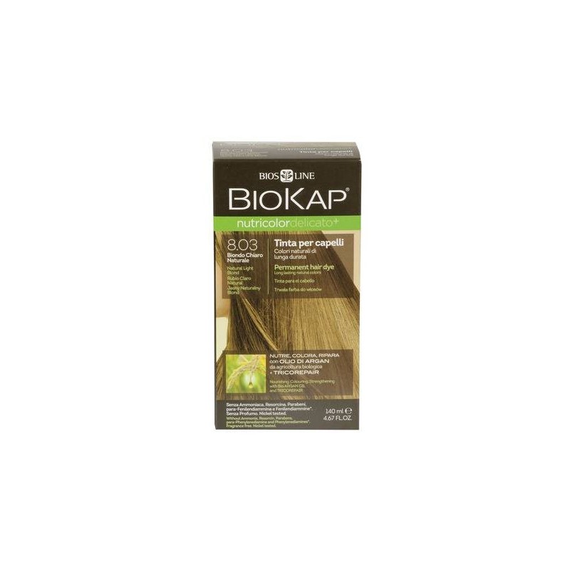 Bios Line Biokap Nutricolor Delicato 8,03 New Biondo Chiaro Naturale Tinta 140 Ml