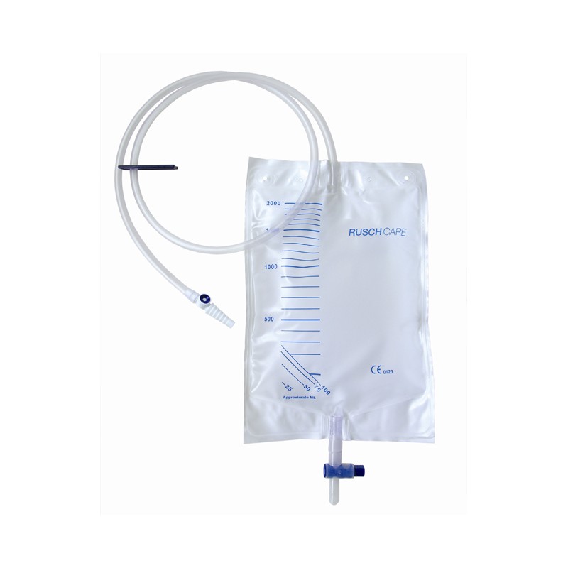 Teleflex Medical Sacca Di Drenaggio Letto Per Incontinenza 2000ml In Pvc Con Valvola Di Non Ritorno E Scarico Sterile Con Tubo D