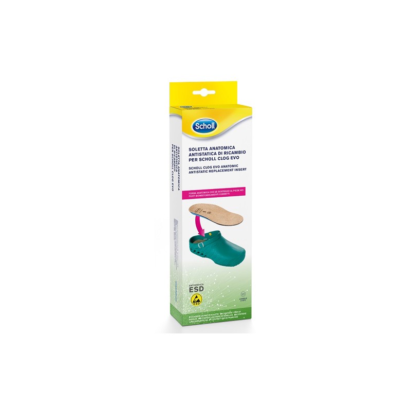 Scholl Clog Evo Anatomic Antistatic Insoles Microfibre Unisex 38-39